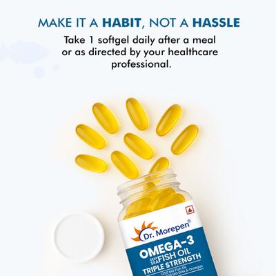 Dr. Morepen Omega 3 Deep Sea Fish Oil Triple Strength Capsule 60's - Omega Fish Oil Fatty Acids