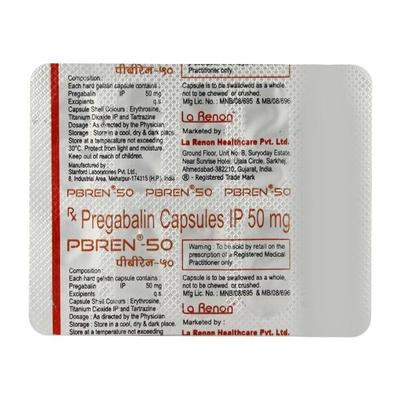 Pbren 50mg Capsule 10'S - Neuropathic Pain-Dru