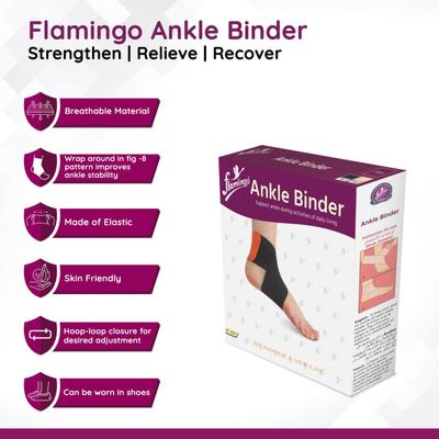 Flamingo Ankle Binder - Black & Turqoise blue (OC -2005) (XL) - Knee/Ankle/Leg/Foot Supports