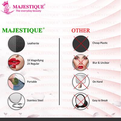 Majestique Round Latherite Finish Compact Mirror Fc85- Easy To Hold - Color May Vary 1's - Mirror