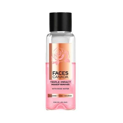 Faces Canada Triple Impact Makeup Remover I Biphasic remover I With Rose Water I 3 in 1 120 ml - Make Up Removers