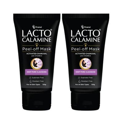 Lacto Calamine Peel Off Mask with Activated Charcoal and Vitamin E deep pore cleansing - No Parabens No Sulphates 120gm 2's - Masks & Peels