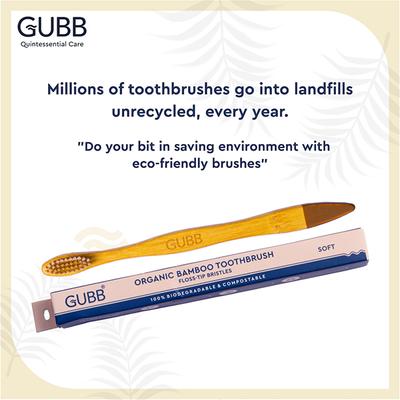 GUBB Organic Bamboo Toothbrush For Adults With Soft Bristles - Beige 30 gm - Toothbrushes