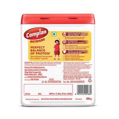 Complan Nutrigro (2-6 Years) Powder - Chocolate Flavour 400 gm (Jar) - Kids Nutrition