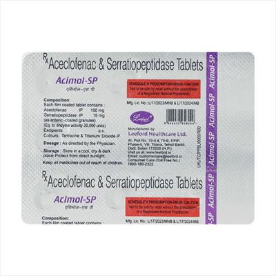 Acimol SP Tablet 10'S - Pain relief-Nsa