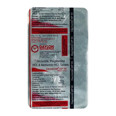 DAYCLAZIDE MP 80 Tablet 10's - Diabetes-Ant