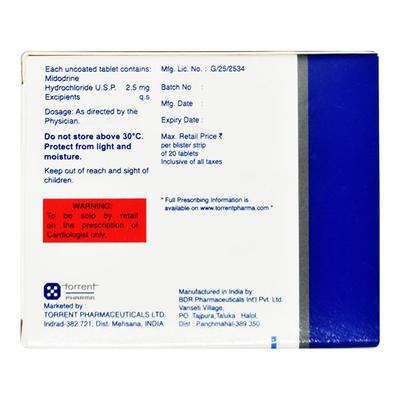 MIDORISE 2.5 Tablet 20's - Hypotension-Vas