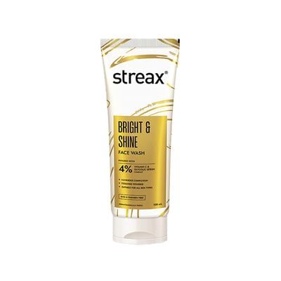 Streax Skin Bright & Shine Face wash cleanser 4% Vitamin C & Glycolic Serum Complex 100 ml - Scrubs & Exfoliants