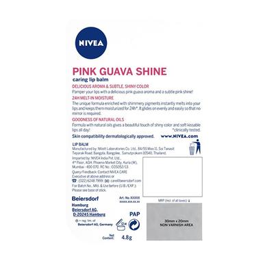 NIVEA LIP BALM PINK GUVAVA SHINE 4.8 gm - Lip Balms