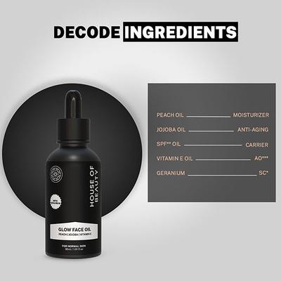 House of Beauty Super Fruit Glow Oil with Peach+Jojoba-All Skin Type For Massage & Primer 30ml - Face Oils