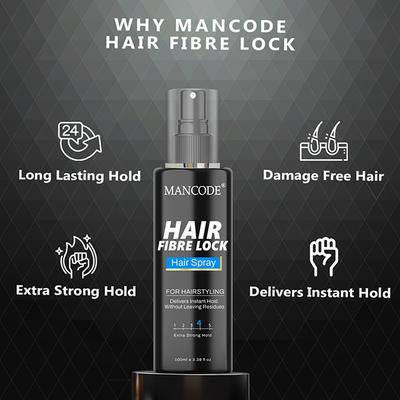 Mancode Hair Fibre Lock Hair Spray For Hair Styling, Lightweight And Delivers Instant Hold 100 ml - Hair Treatment