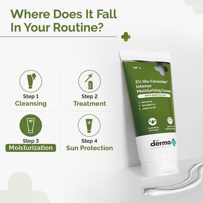 The Derma Co. 5% Nia-Ceramide Intense Moisturizing Cream, 24hrs Moisturization 100 gm - Face Moisturizers