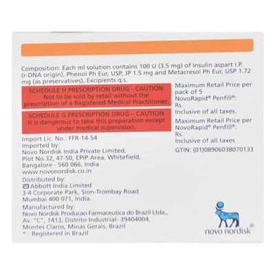 Novorapid 100IU Penfill Cartridge 1X3ml - Diabetes-Ins