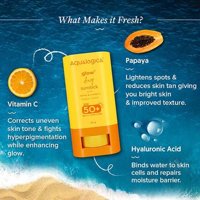Aqualogica Glow + Dewy Sunstick With Papaya & Vitamin C 20 gm - Face Sunscreen