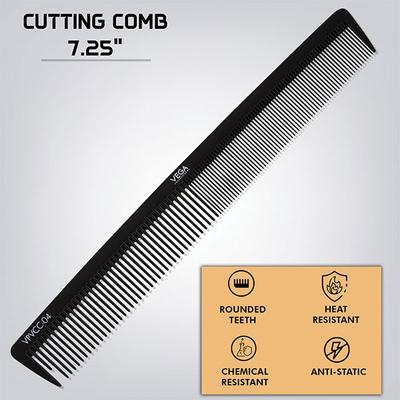 Vega Professional Cutting Comb 7.25' (Carbon Anti-Static Black Line Hair Comb) (VPVCC-04) 1's - Hair Combs
