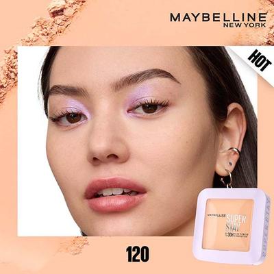 Maybelline New York Super Stay Flex Powder Foundation, 120, 30H Full Cover, Oil-Control 9 gm - Foundation