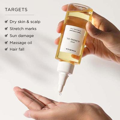 Kimirica 100% Pure Cold-Pressed Extra Virgin Sweet Almond Oil for Healthy Hair Glowing Skin 100 ml - Hair Oils