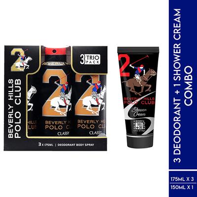 Beverly Hills Polo Club Classy Deo No.2 Trio Pack + Sports No.2 Shower Cream 3-in-1 Set For Men 675 ml 1's - Deodorants/Roll-Ons