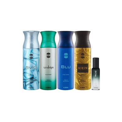 Ajmal Avid & Raindropss & Blu & Aurum Deo & Prose EDP Pack of 5 20 ml - Women Perfumes (Edt/Edp)