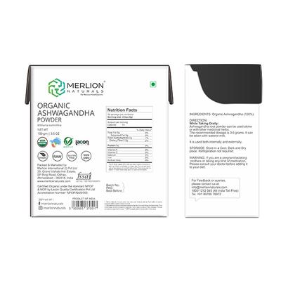 Merlion Naturals Organic Ashwagandha Powder 100 gm - Face Packs