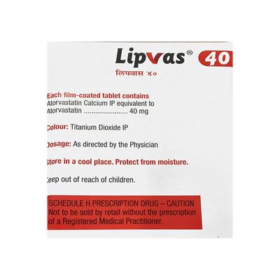 Lipvas 40mg Tablet 10'S - High Cholesterol-Dys