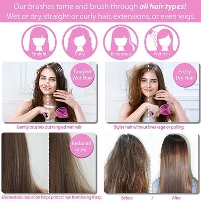 NuWay 4HAIR U.S. Patented Detangler Hair Brush for Men, Women & Kids - Light Pink - JuniorC 1s 1's - Hair Brushes