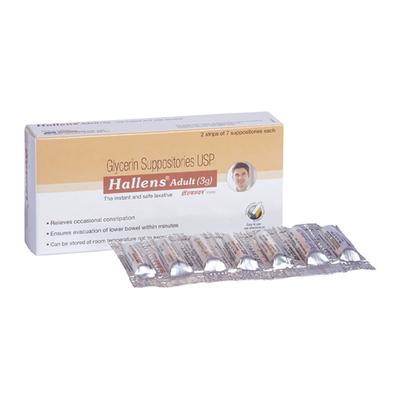 HALLENS ADULT (3G) Suppositories 2X7's - Constipation-Lax