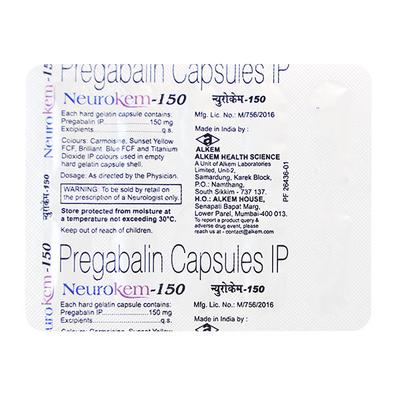 Neurokem 150mg Capsule 10'S - Neuropathic Pain-Dru