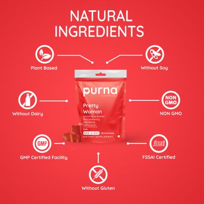 Purna Gummies Glutathione Cola Flavor Gummies for Skin Whitening and Immune Booster 30's - Hair & Skin
