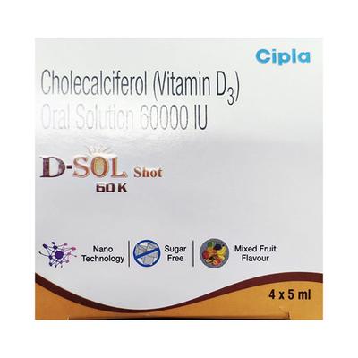 D SOL SHOT 60K SUGAR FREE MIXED FRUIT FLAVOUR Oral Solution 5ml - Supplements-Vit