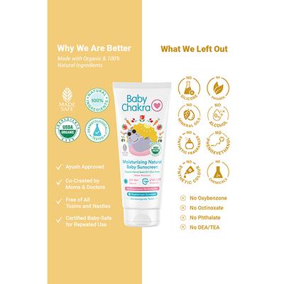 Baby Chakra Moisturizing Natural Baby Sunscreen SPF 30+ PA+++ 60gm - Body Sunscreen