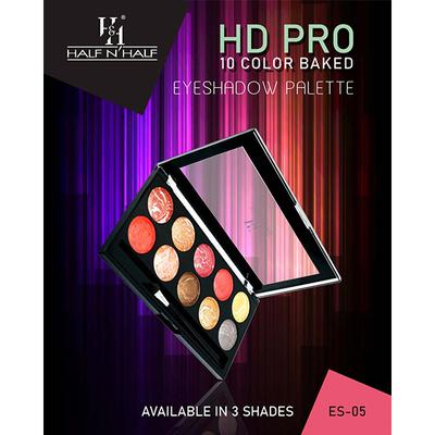 Half N Half HD Pro 10 Colour Baked Eyeshadow Palette, Multicolour - 01 18 gm - Eye Shadow Palettes