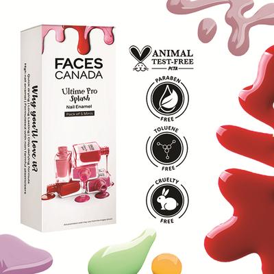 Faces Canada Ultime Pro Splash Mini Nail Enamel, Floral Dream + Royal Ruby + Linty + Viola + Sunny Side Up, 25ml 1's - Nail Polish