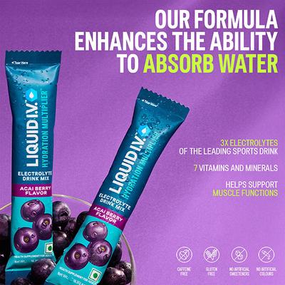 Liquid I.V. Hydration Multiplier - Acai Berry, Electrolyte Powder Drink Mix 12's - Multi-Vitamins