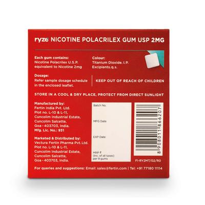 Ryze 2 mg Nicotine Gums - Frosty Mint 9's - Nicotine Gums/Lozenges