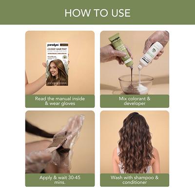 Paradyes Semi-Permanent Hazel Brown Glossy Hair Tint, Enriched with Herbal Extracts, Light Brown 160 gm - Crème