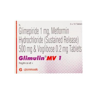 Glimulin MV 1mg Tablet 10'S - Diabetes-Ant