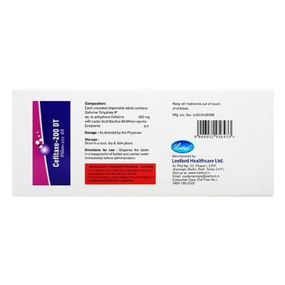 CEFITAXE DT 200 Tablet 10's - Bacterial Infections-Cep