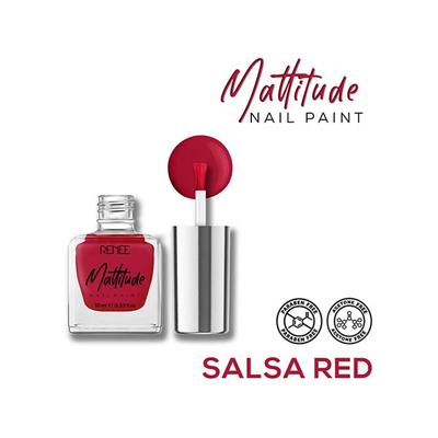 RENEE Mattitude Nail Paint - Salsa Red 10 ml - Nail Polish