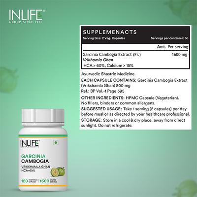 INLIFE Garcinia Cambogia 1600 mg Vegetarian Capsules 120's - Weight Loss
