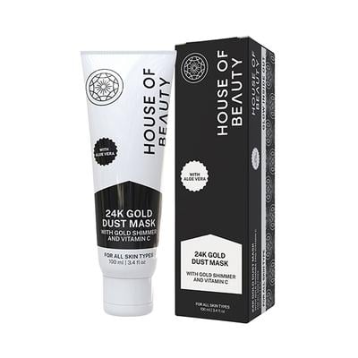 House of Beauty 24K Real Gold Dust Face Mask-Bridal Party Instant Glow with Niacin& Vit-C 100ml - Face Mask