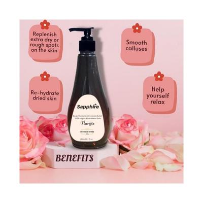 Miracle Herbs Deep Moisture with cocoa Butter 100% vegan & parabean free Sapphire Body Lotion Nargis 380 ml - Lotions & Creams