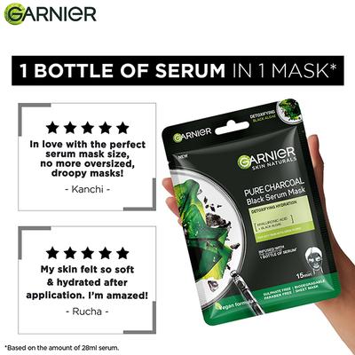 Garnier Skin Black Serum Mask - Pure Charcoal 28 gm - Masks & Peels