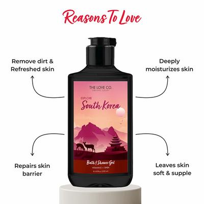 The Love Co. South Korea Shower Gel for Women Hydrating Moisturizing Body Care 100% Vegan Paraben Free 250 ml - Shower Gels & Body Wash