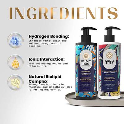 Wildly Pure Volume Boost Shampoo and Conditioner Combo Plant Keratin Pro Vitamin B5 and E Toxin 20 200Ml + 300Ml 1's - Dry Shampoos & Conditioners