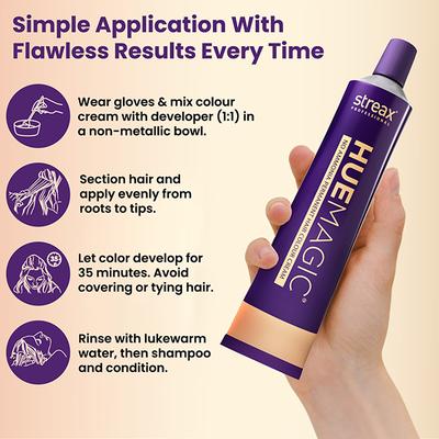Streax Professional HueMagic Permanent Hair Colour - Dark Brown 3, No Ammonia 90 gm - Crème