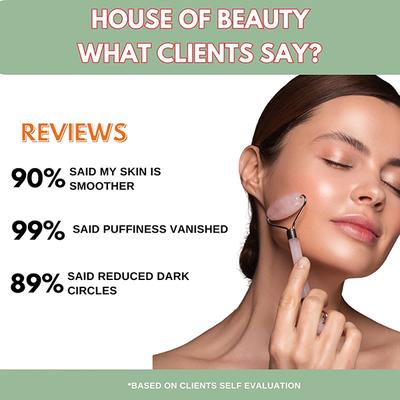 House of Beauty Rose Quartz Roller Kit For Toning, Tightening, Depuffing Face & Undereyes (3Pcs) 1's - Face Oils