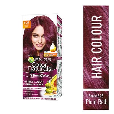 Garnier Color Naturals Ultra Color Creme Riche Hair Color, Plum Red 6.26 with 3 Oils + Fruit Serum 55ml+50gm 1's - Crème