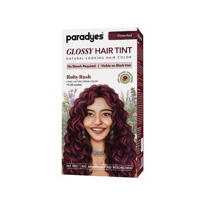 Paradyes Semi-Permanent Ruby Rush Glossy Hair Tint, Enriched with Herbal Extracts Deep-Red 160 gm - Crème