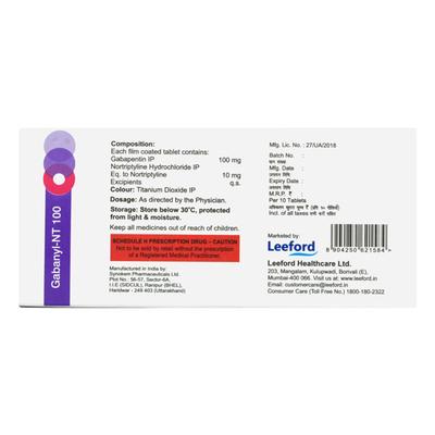 GABANYL NT 100 Tablet 10's - Neuropathic Pain-Dru